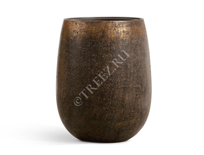 Кашпо TREEZ Effectory - Metal - Округлая чаша - Rough с золотой патиной фото