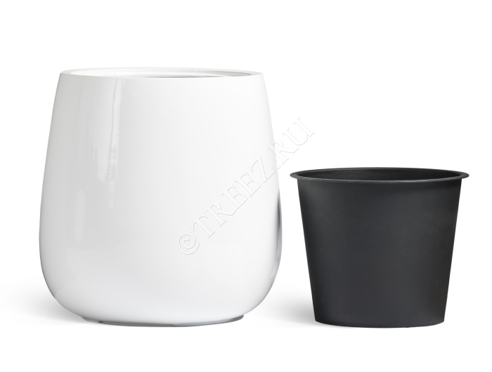 Кашпо TREEZ Effectory - Gloss - Design-Чаша - Белый глянцевый лак фото