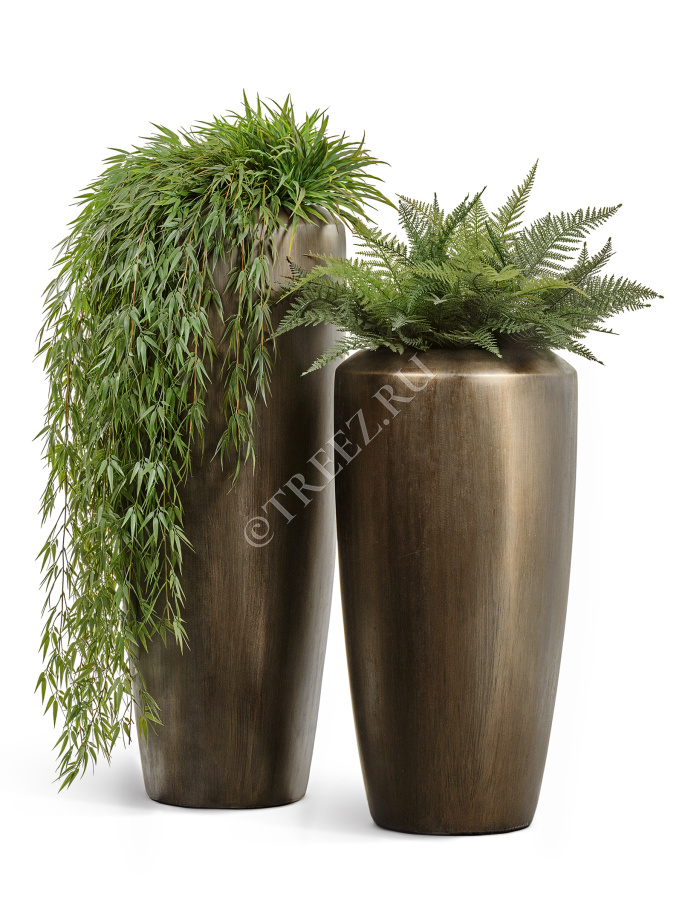 Кашпо TREEZ Effectory - Metal - Высокий конус Design - Чернёная бронза фото