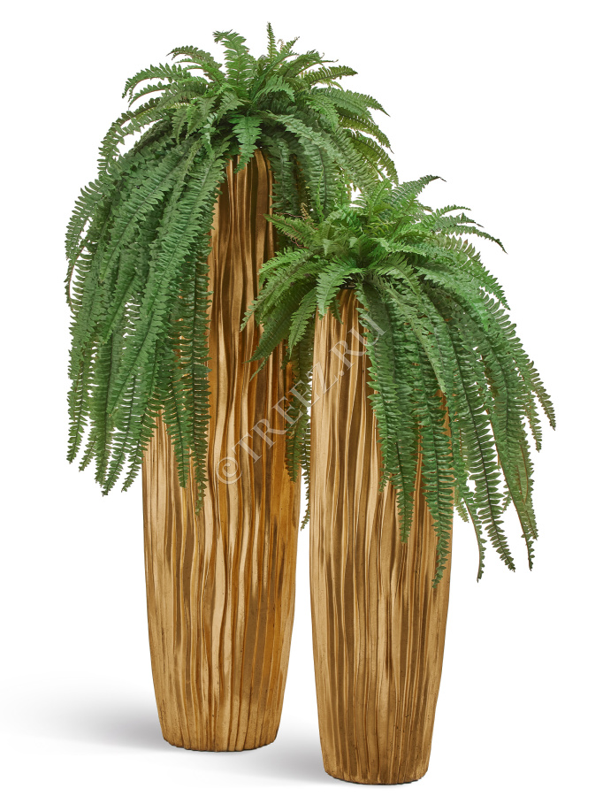 Кашпо TREEZ Effectory - Metal - Высокий конус Giant Design Wave - Сусальное золото фото