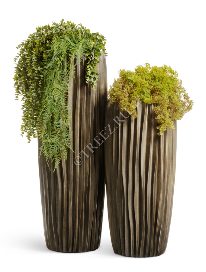 Кашпо TREEZ Effectory - Metal - Высокий конус Design Wave - Чернёная бронза фото