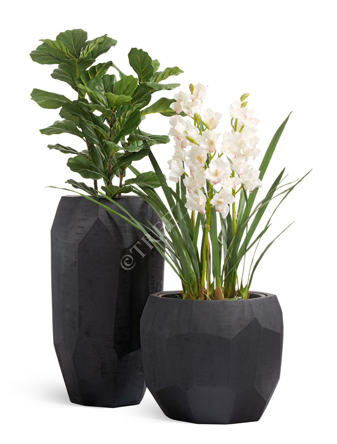 Сет № 99 - Композиция с орхидеями в кашпо Treez Effectory Anthra фото