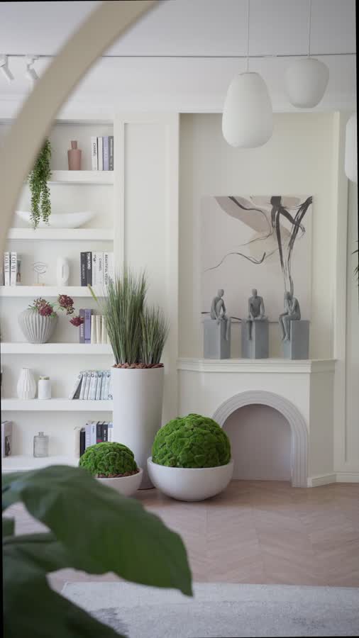 Кашпо TREEZ Effectory - Beton - Низкая сферическая чаша - Белый песок фото